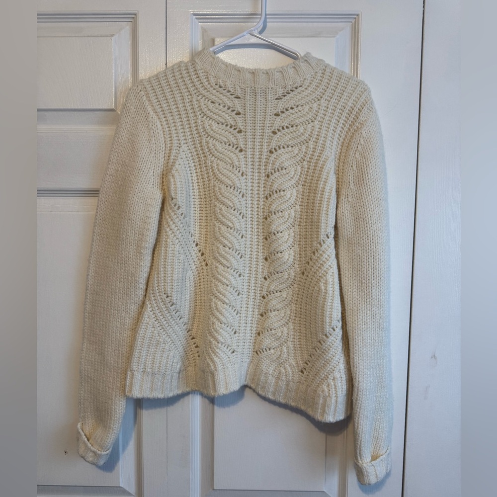 Boden Cream Cable Knit Turtleneck Sweater